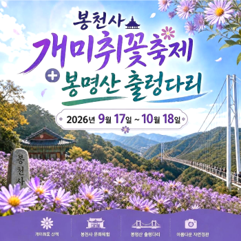 캔디여행사[부산출발]문경 봉천사 개미취꽃축제+봉명산 출렁다리 당일치기 버스투어 경남출발